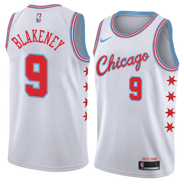 Camiseta baloncesto Antonio Blakeney 9 Ciudad 2018 Blanco Chicago Bulls Hombre
