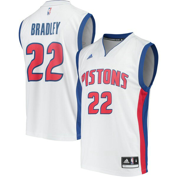 Camiseta baloncesto Avery Bradley 22 adidas Home Replica Blanco Detroit Pistons Hombre