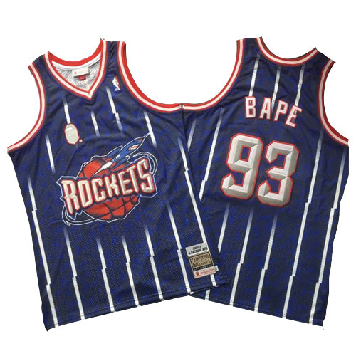 Camiseta baloncesto Bape 93 Retro Azul Houston Rockets Hombre