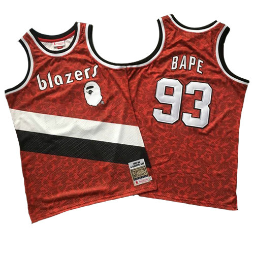 Camiseta baloncesto Bape 93 Retro Rojo Portland Trail Blazers Hombre