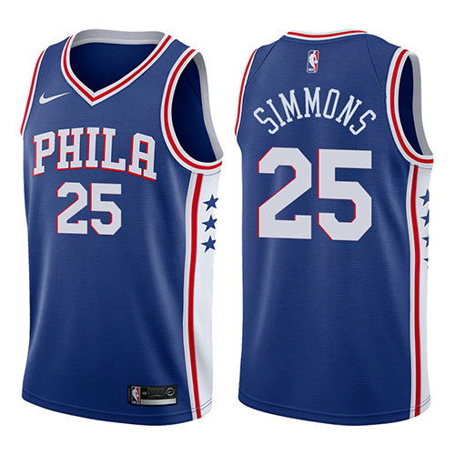 Camiseta baloncesto Ben Simmons 25 2017-18 Azul Philadelphia 76ers Hombre