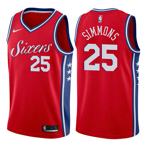 Camiseta baloncesto Ben Simmons 25 2017-18 Rojo Philadelphia 76ers Hombre