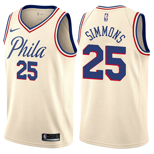 Camiseta baloncesto Ben Simmons 25 Ciudad Crema Philadelphia 76ers Hombre