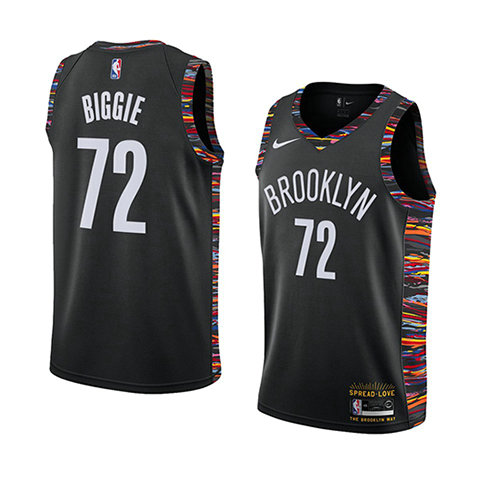 Camiseta baloncesto Biggie 72 Ciudad 2018-19 Negro Brooklyn Nets Hombre