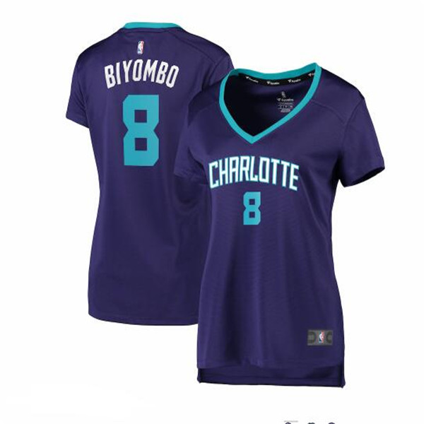 Camiseta baloncesto Bismack Biyombo 8 statement edition Púrpura Charlotte Hornets Mujer