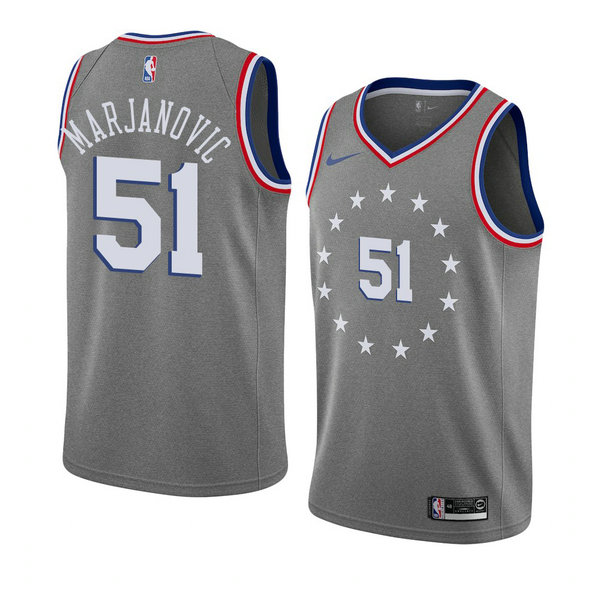 Camiseta baloncesto Boban Marjanovic 51 Ciudad 2018-19 Gris Philadelphia 76ers Hombre