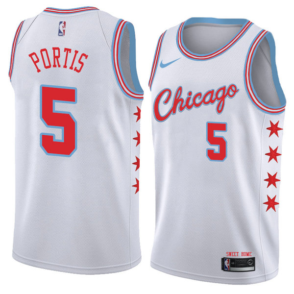Camiseta baloncesto Bobby Portis 5 Ciudad 2018 Blanco Chicago Bulls Hombre