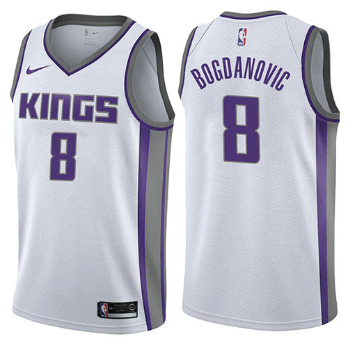 Camiseta baloncesto Bogdan Bogdanovic 8 Association 2017-18 Blanco Sacramento Kings Hombre