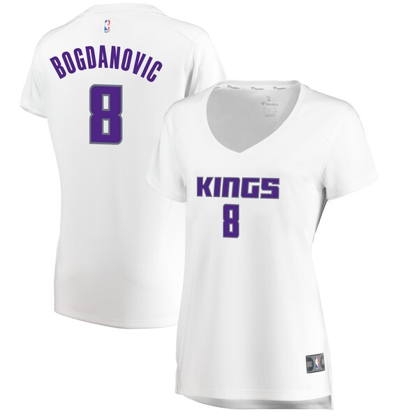 Camiseta baloncesto Bogdan Bogdanovic 8 association edition Blanco Sacramento Kings Mujer
