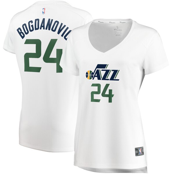 Camiseta baloncesto Bojan Bogdanovic 24 association edition Blanco Utah Jazz Mujer