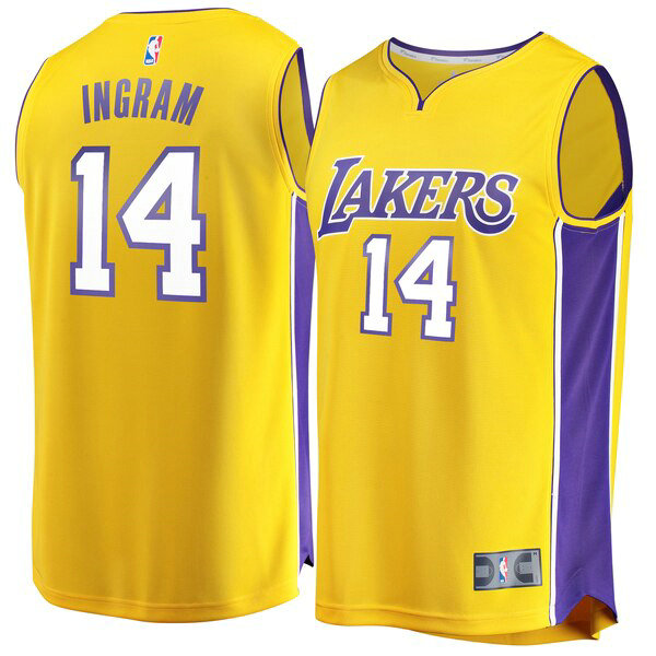Camiseta baloncesto Brandon Ingram 14 Icon Edition Amarillo Los Angeles Lakers Hombre