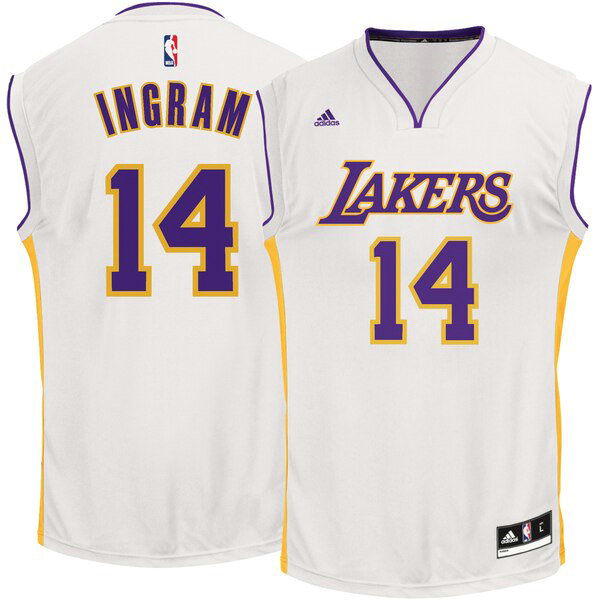 Camiseta baloncesto Brandon Ingram 14 adidas Replica Blanco Los Angeles Lakers Hombre