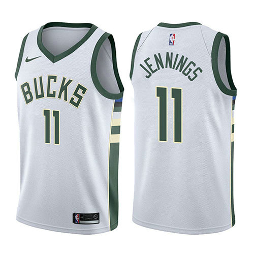 Camiseta baloncesto Brandon Jennings 11 Association 2017-18 Blanco Milwaukee Bucks Hombre