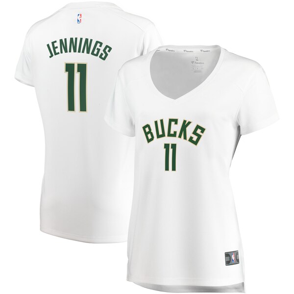 Camiseta baloncesto Brandon Jennings 11 association edition Blanco Milwaukee Bucks Mujer