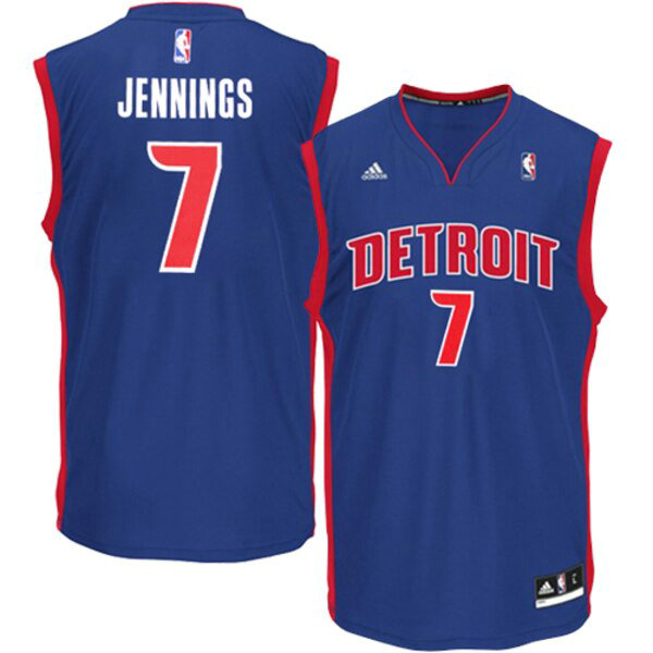 Camiseta baloncesto Brandon Jennings 7 adidas Road Replica Azul Detroit Pistons Hombre