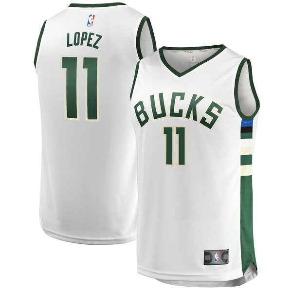 Camiseta baloncesto Brook Lopez 11 Association Edition Blanco Milwaukee Bucks Hombre