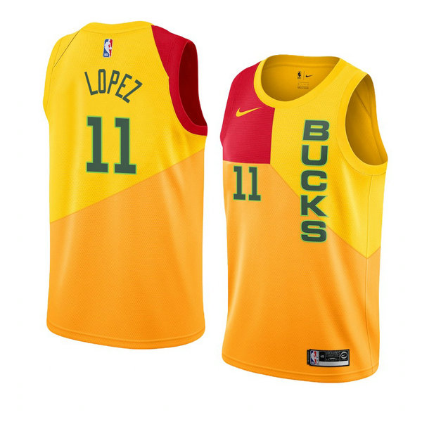 Camiseta baloncesto Brook Lopez 11 Ciudad 2018-19 Amarillo Milwaukee Bucks Hombre