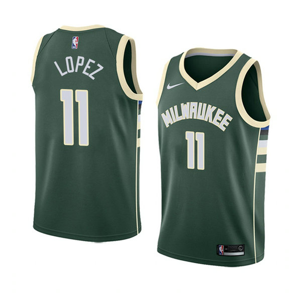 Camiseta baloncesto Brook Lopez 11 Icon 2018 Verde Milwaukee Bucks Hombre