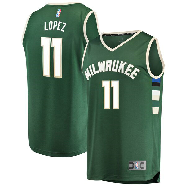 Camiseta baloncesto Brook Lopez 11 Icon Edition Verde Milwaukee Bucks Hombre