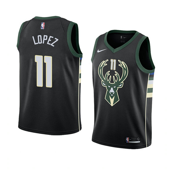 Camiseta baloncesto Brook Lopez 11 Statement 2018 Negro Milwaukee Bucks Hombre