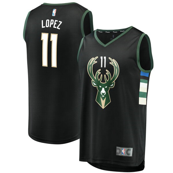 Camiseta baloncesto Brook Lopez 11 Statement Edition Negro Milwaukee Bucks Hombre