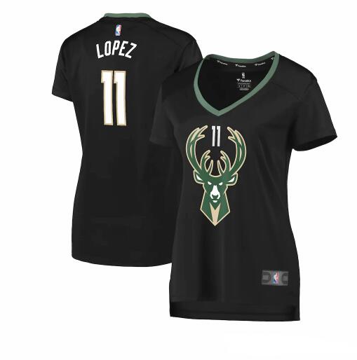 Camiseta baloncesto Brook Lopez 11 statement edition Negro Milwaukee Bucks Mujer