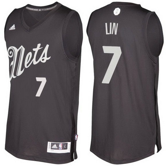 Camiseta baloncesto Brooklyn Nets Navidad 2016 Jeremy Lin 7 Negro