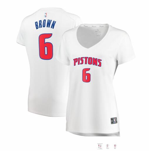 Camiseta baloncesto Bruce Brown 6 association edition Blanco Detroit Pistons Mujer