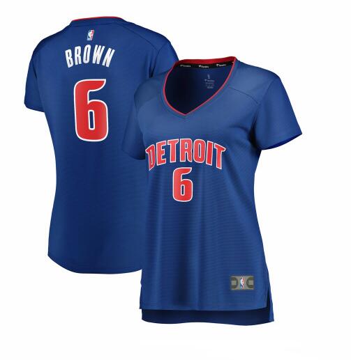 Camiseta baloncesto Bruce Brown 6 icon edition Azul Detroit Pistons Mujer