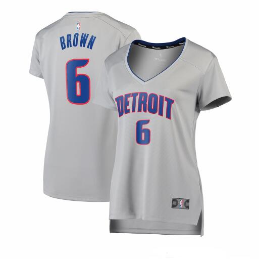 Camiseta baloncesto Bruce Brown 6 statement edition Gris Detroit Pistons Mujer