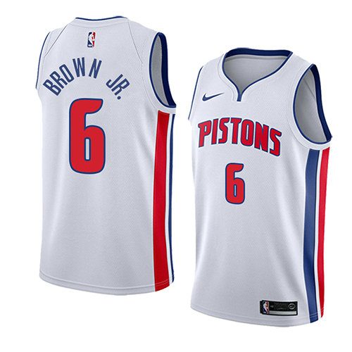 Camiseta baloncesto Bruce Brown JR. 6 Association 2018 Blanco Detroit Pistons Hombre