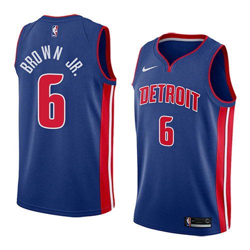 Camiseta baloncesto Bruce Brown JR. 6 Icon 2018 Azul Detroit Pistons Hombre