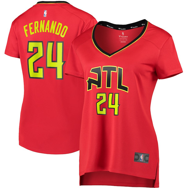 Camiseta baloncesto Bruno Fernando 24 statement edition Rojo Atlanta Hawks Mujer