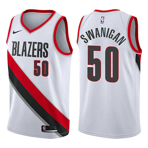 Camiseta baloncesto Caleb Swanigan 50 Association 2017-18 Blanco Portland Trail Blazers Hombre