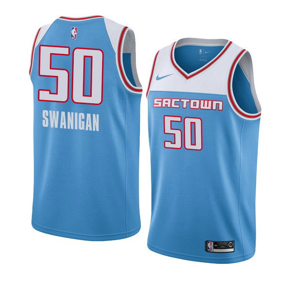 Camiseta baloncesto Caleb Swanigan 50 Ciudad 2018-19 Azul Sacramento Kings Hombre