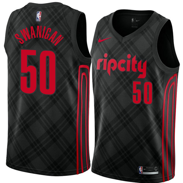 Camiseta baloncesto Caleb Swanigan 50 Ciudad 2018 Negro Portland Trail Blazers Hombre