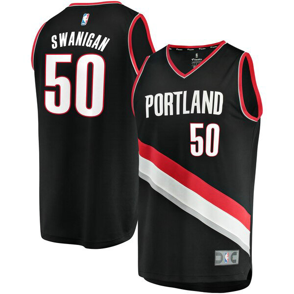 Camiseta baloncesto Caleb Swanigan 50 Icon Edition Negro Portland Trail Blazers Hombre