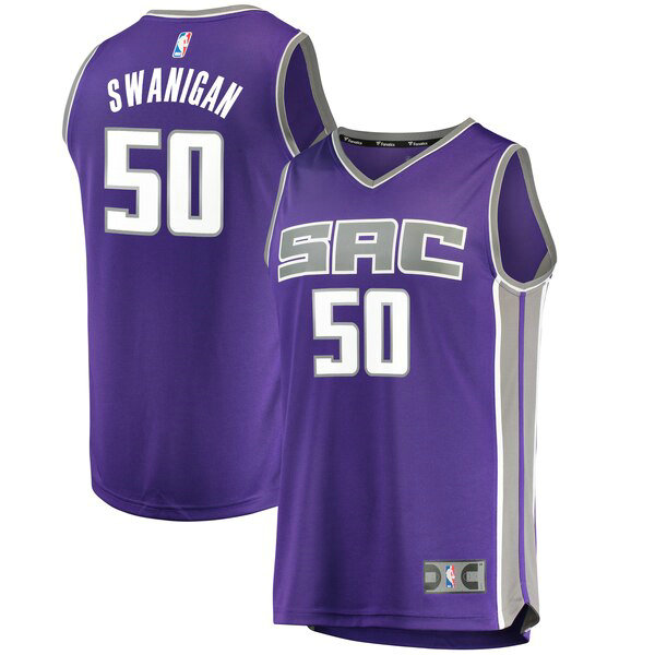 Camiseta baloncesto Caleb Swanigan 50 Icon Edition Púrpura Sacramento Kings Hombre