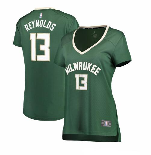 Camiseta baloncesto Cameron Reynolds 13 icon edition Verde Milwaukee Bucks Mujer