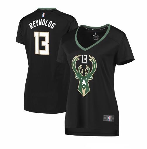 Camiseta baloncesto Cameron Reynolds 13 statement edition Negro Milwaukee Bucks Mujer