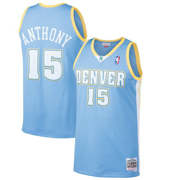 Replica de camiseta baloncesto carmelo anthony 15 2003-2004 classics swingman azul denver ...
