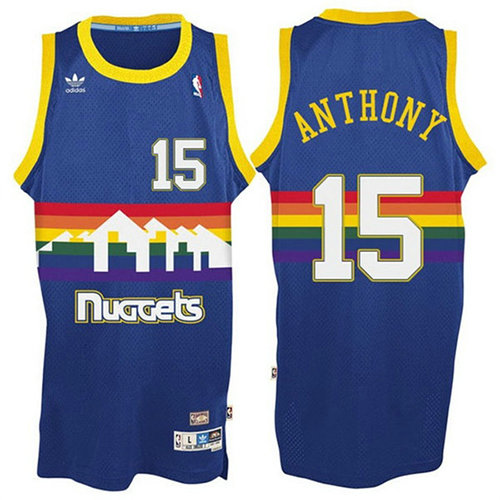 Camiseta baloncesto Carmelo Anthony 15 Retro Azul Denver Nuggets Hombre