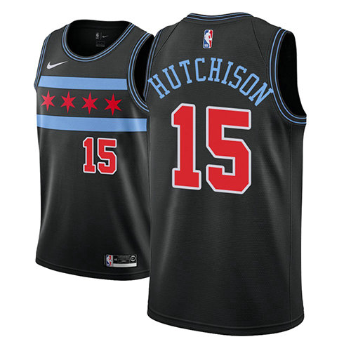Camiseta baloncesto Chandler Hutchison 15 Ciudad 2018-19 Negro Chicago Bulls Hombre