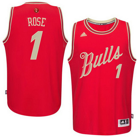 Camiseta baloncesto Chicago Bulls Navidad 2015 Derrick Rose 1 Roja