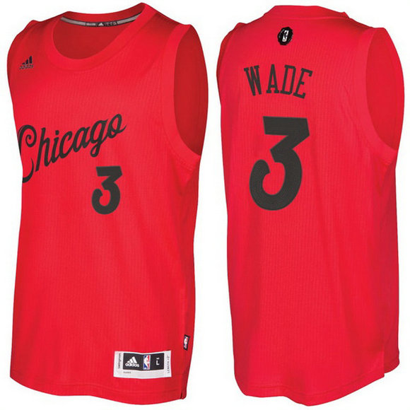 Camiseta baloncesto Chicago Bulls Navidad 2016 Dwyane Wade 3 Roja