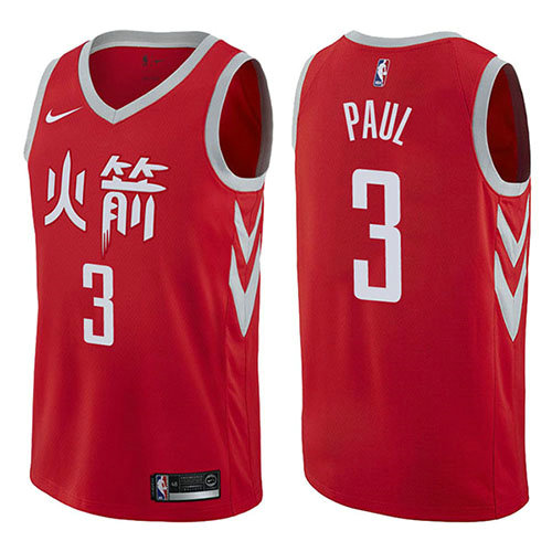 Camiseta baloncesto Chris Paul 3 Ciudad 2017-18 Rojo Houston Rockets Hombre