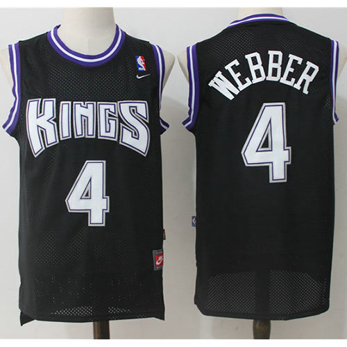Camiseta baloncesto Chris Webber 4 Retro Negro Sacramento Kings Hombre