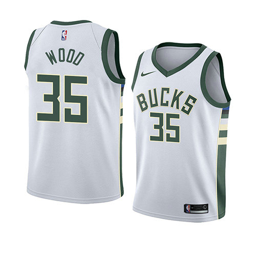 Camiseta baloncesto Christian Wood 35 Association 2018 Blanco Milwaukee Bucks Hombre