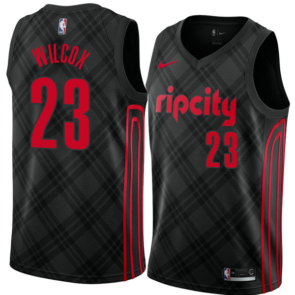 Camiseta baloncesto Cj Wilcox 23 Ciudad 2018 Negro Portland Trail Blazers Hombre