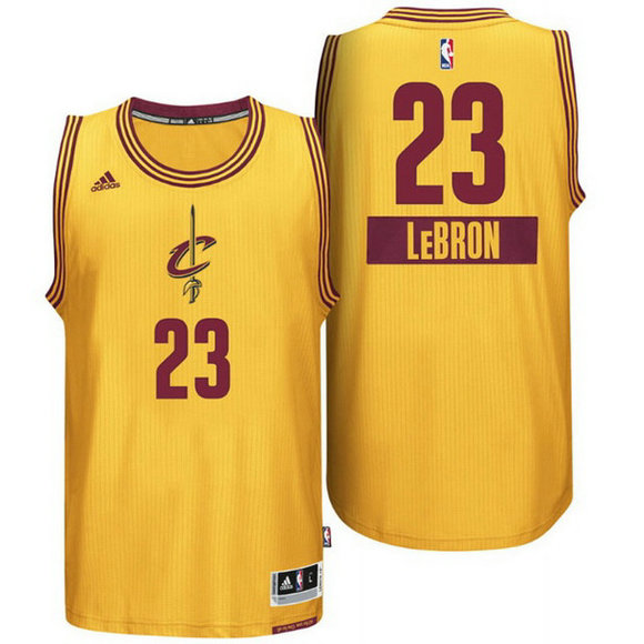 Camiseta baloncesto Cleveland Cavaliers Navidad 2014 LeBron James 23 Amarillo